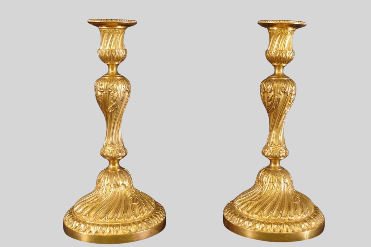 Paire de bougeoirs style Louis XVI-photo-2