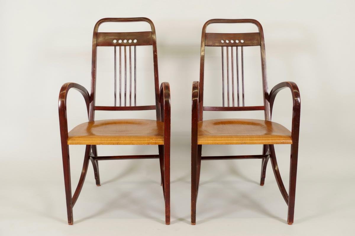 Joseph HOFFMANN (1878 - 1957) pour THONET : Paire de fauteuils -photo-3