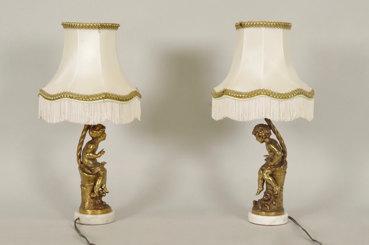 Pair Of Lamps Signed Moreau-photo-2