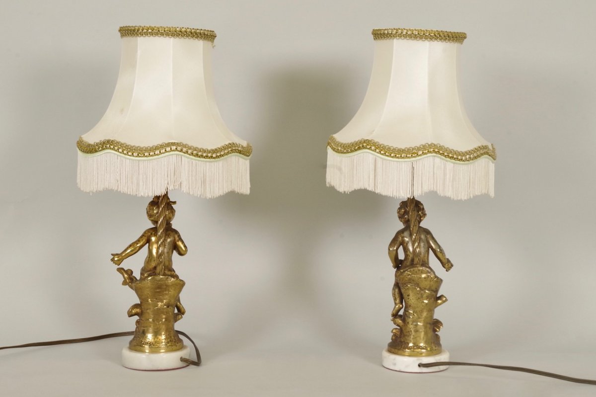 Pair Of Lamps Signed Moreau-photo-3