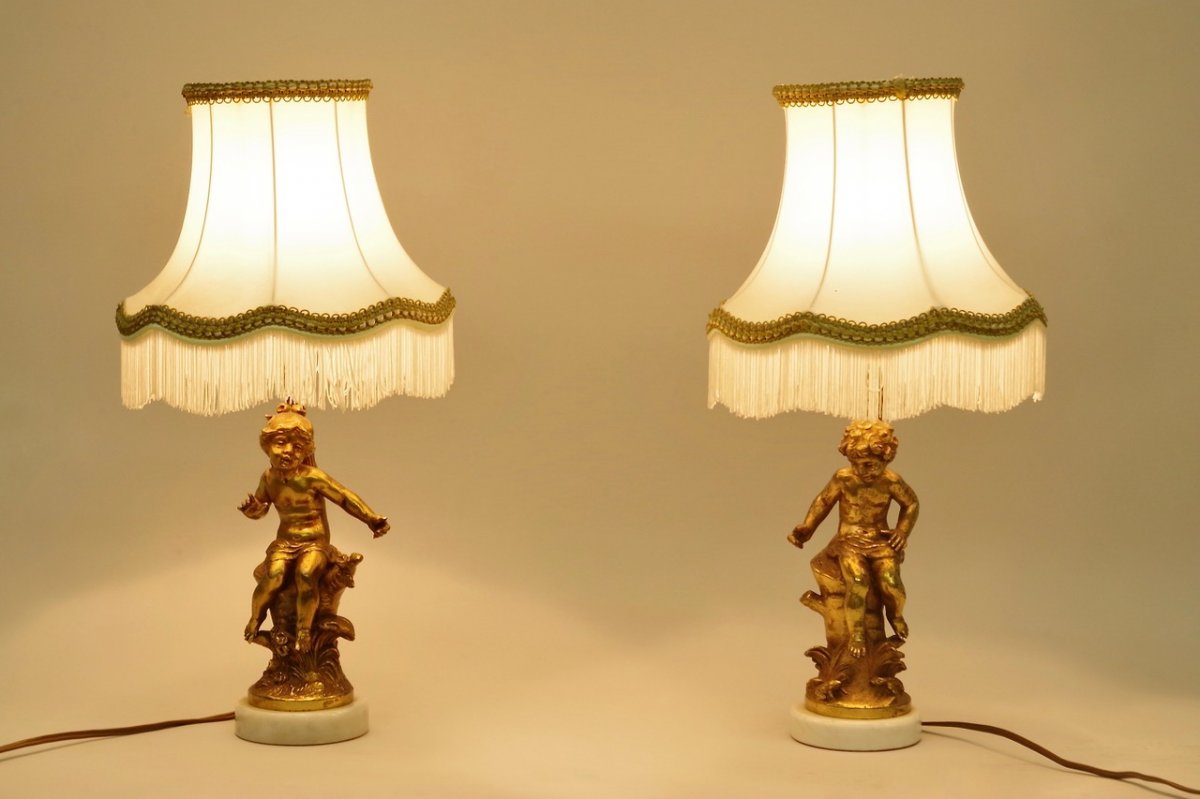 Pair Of Lamps Signed Moreau-photo-4