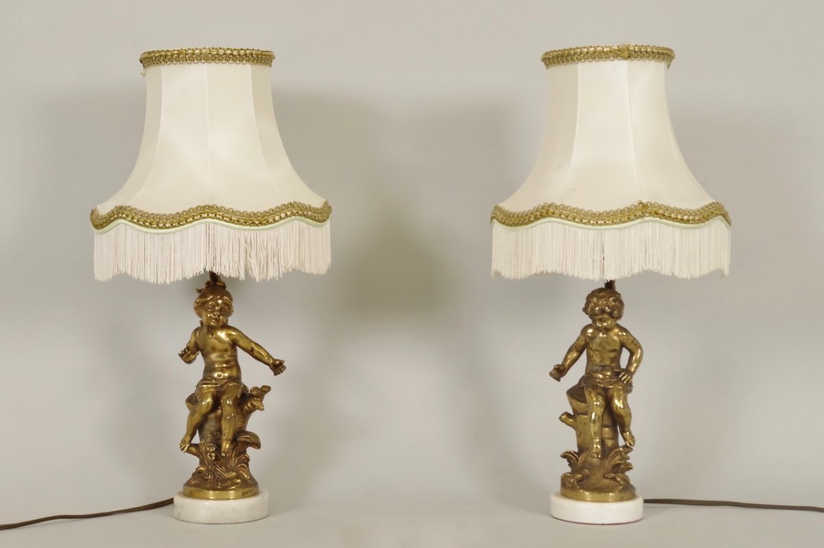 Pair Of Lamps Signed Moreau