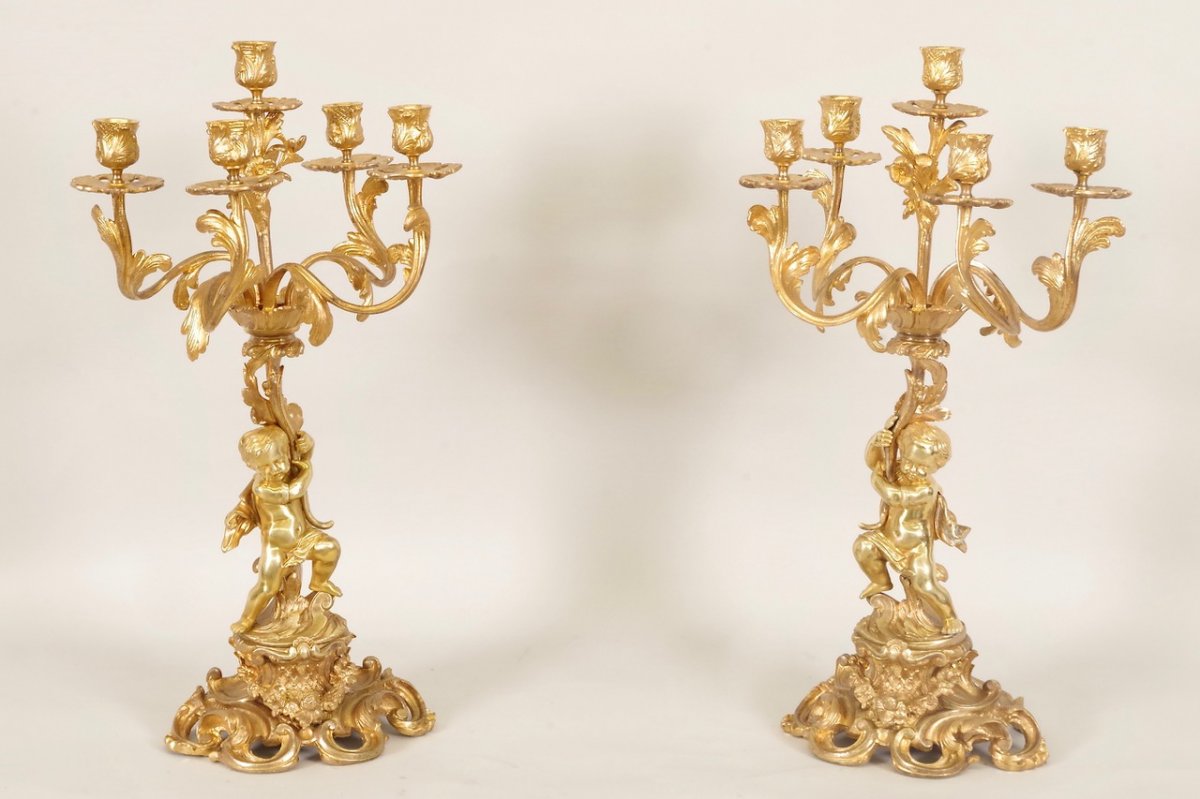 Paire de candélabres style Louis XV 