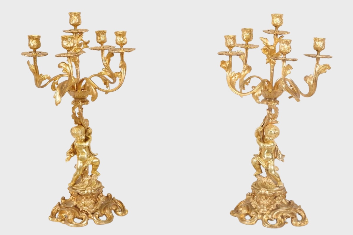 Paire de candélabres style Louis XV 