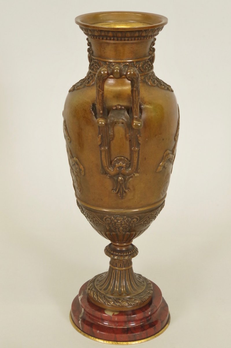 Pair Of Napoleon III Vases In Bronze Signed Léon Boucher-photo-4