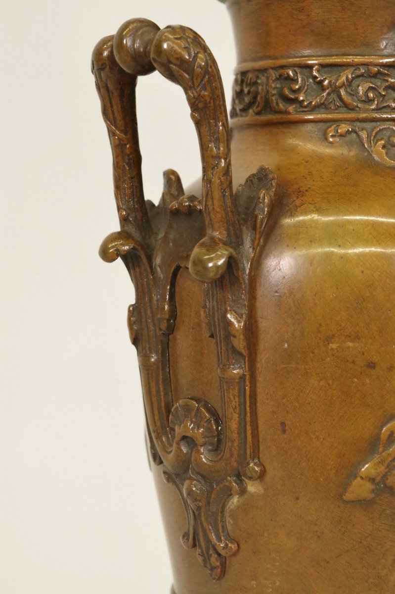 Pair Of Napoleon III Vases In Bronze Signed Léon Boucher-photo-3
