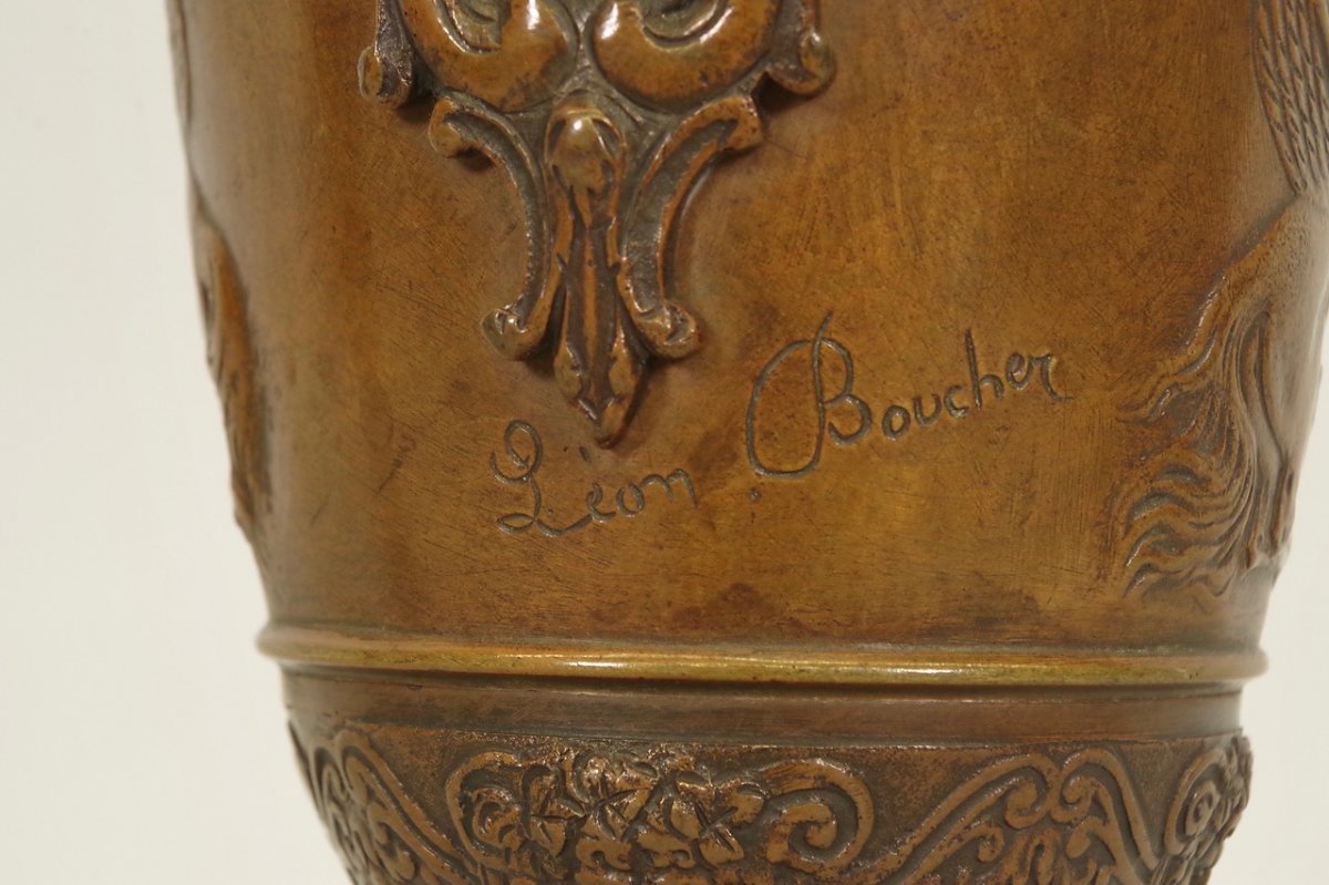 Pair Of Napoleon III Vases In Bronze Signed Léon Boucher-photo-5