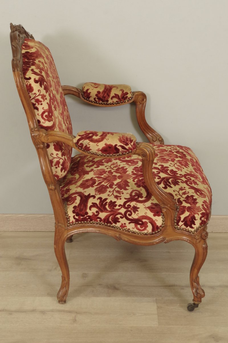 Pair Of Louis XV Style Flat Back Armchairs-photo-1