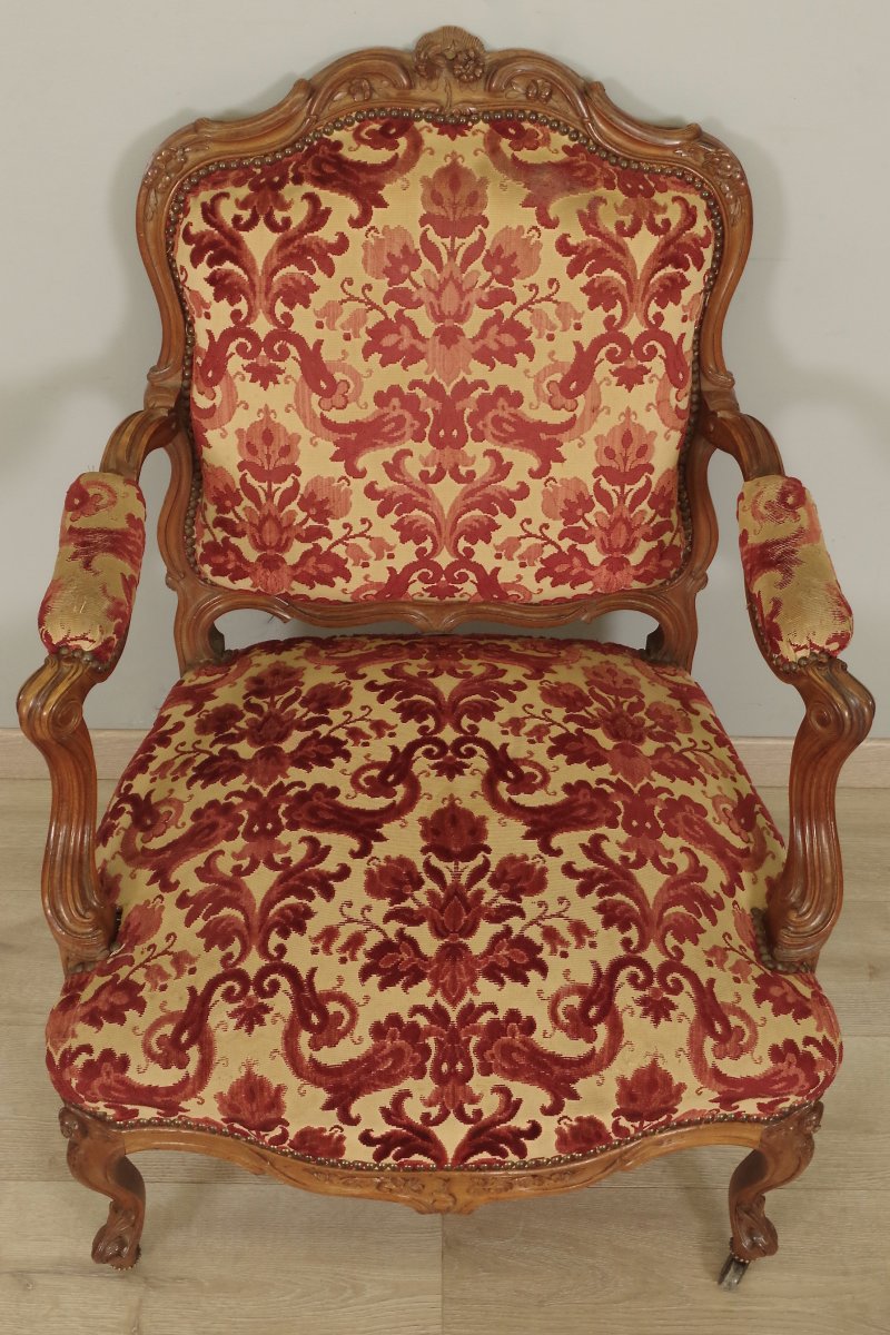 Pair Of Louis XV Style Flat Back Armchairs-photo-2