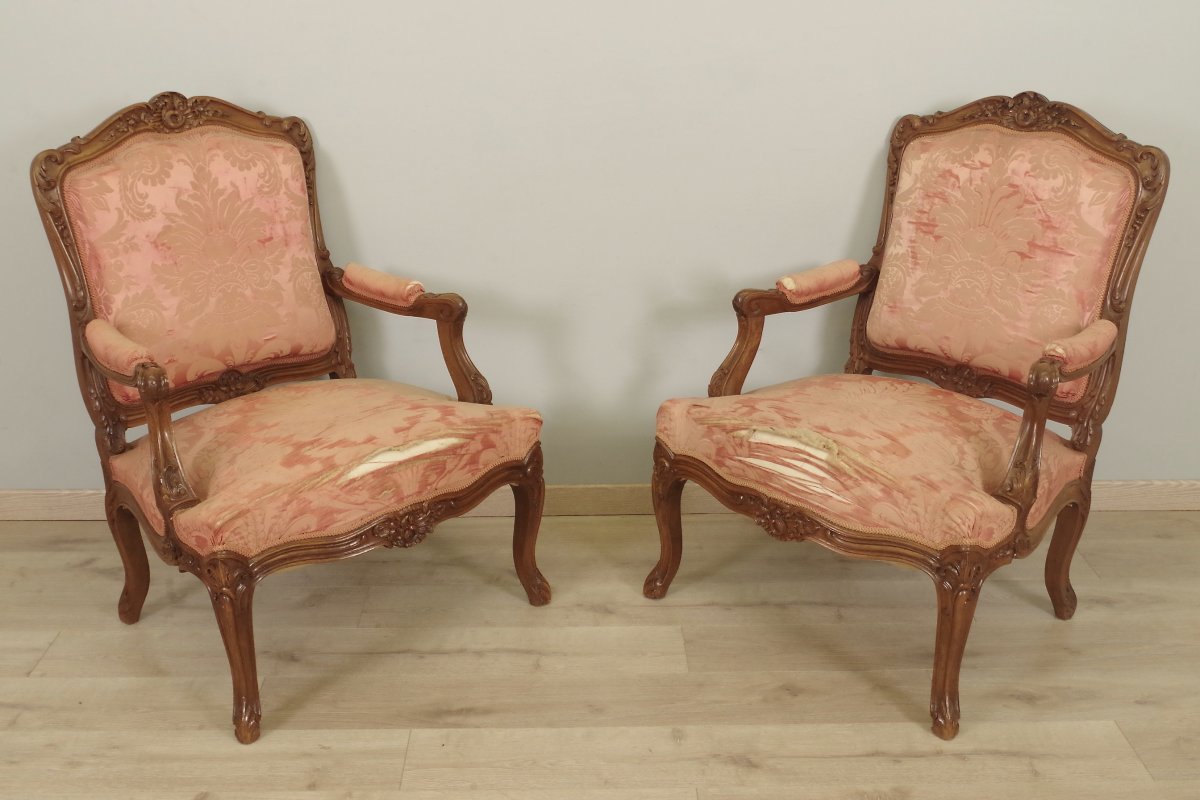 Four Louis XV Style Flat Back Armchairs-photo-3