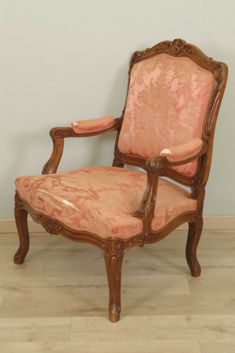 Pair Of Louis XV Style Flat Back Armchairs-photo-3
