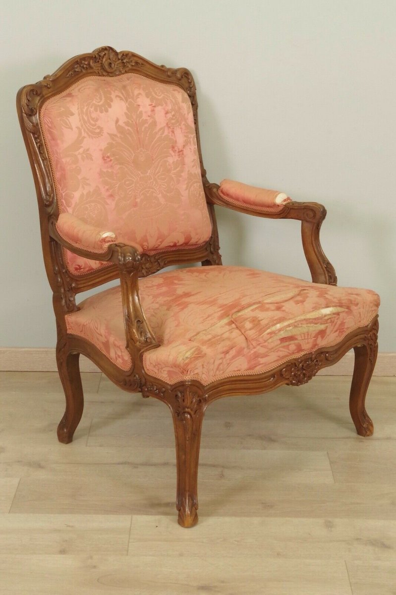 Paire De Fauteuils Dos Plats Style Louis XV-photo-4