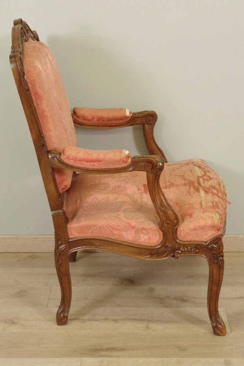 Pair Of Louis XV Style Flat Back Armchairs-photo-1