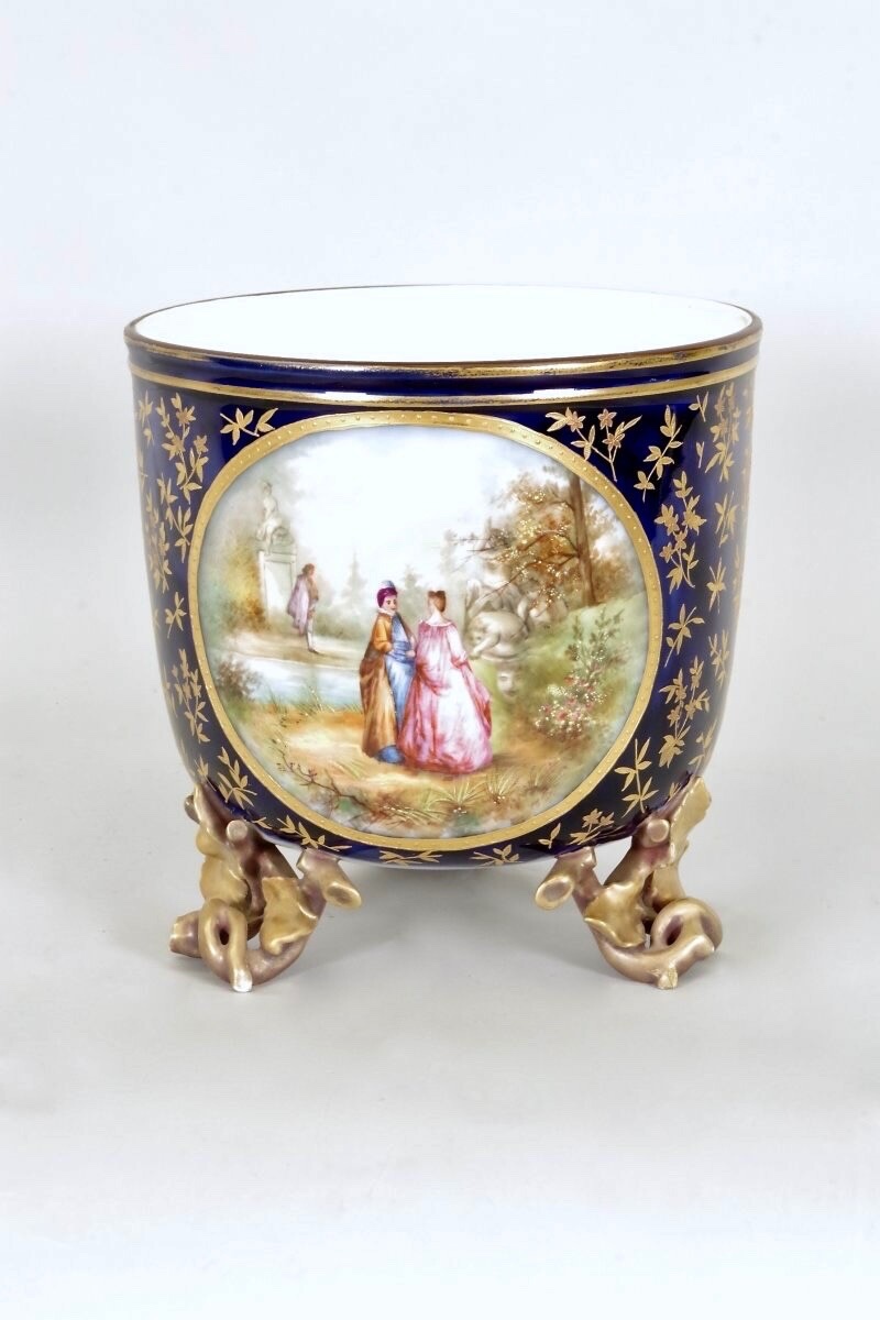 Cache-pot en porcelaine style Sèvres