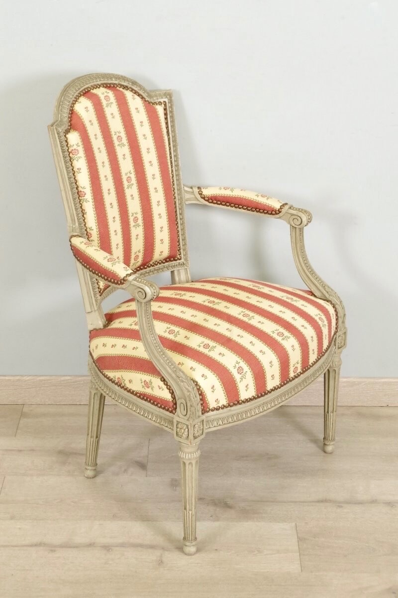 Quatre fauteuils peints style Louis XVI-photo-6