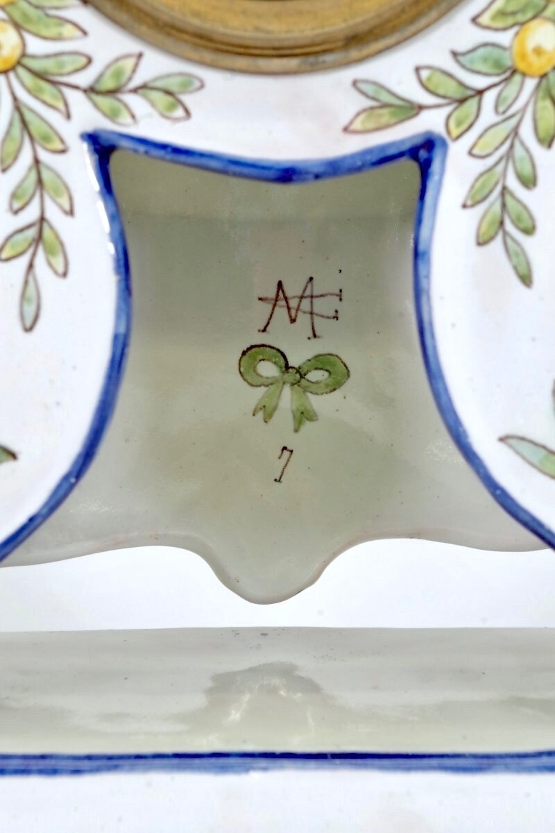 Garniture de cheminée en faïence de Nevers-photo-3