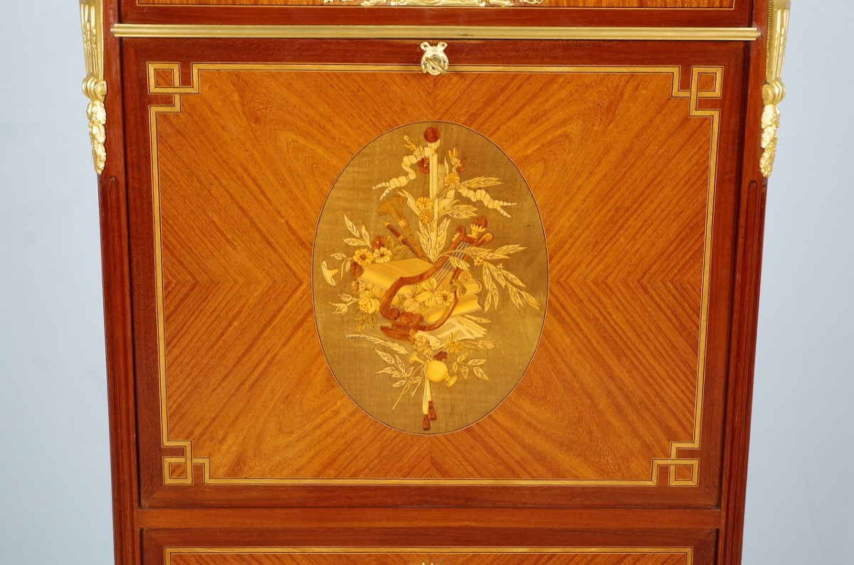 Secrétaire style Louis XVI signé Gouffé-photo-4