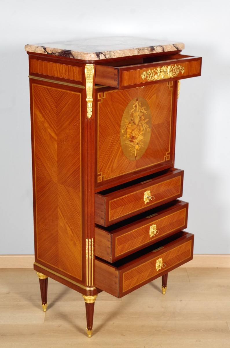 Secrétaire style Louis XVI signé Gouffé-photo-4