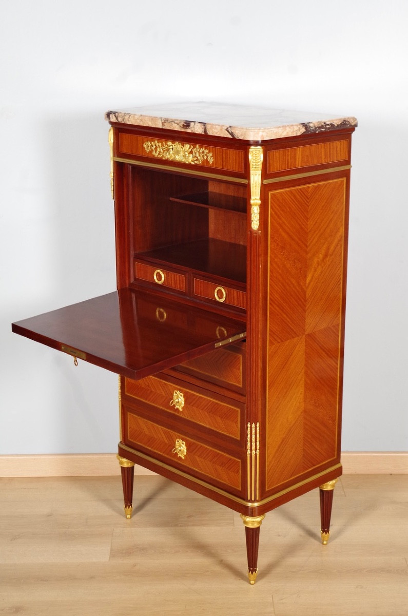 Secrétaire style Louis XVI signé Gouffé-photo-5