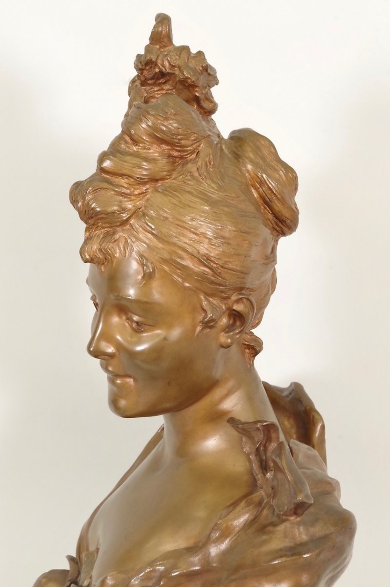 Victor Léopold Bruyneel: Bust Of An Elegant Belle Epoque-photo-3