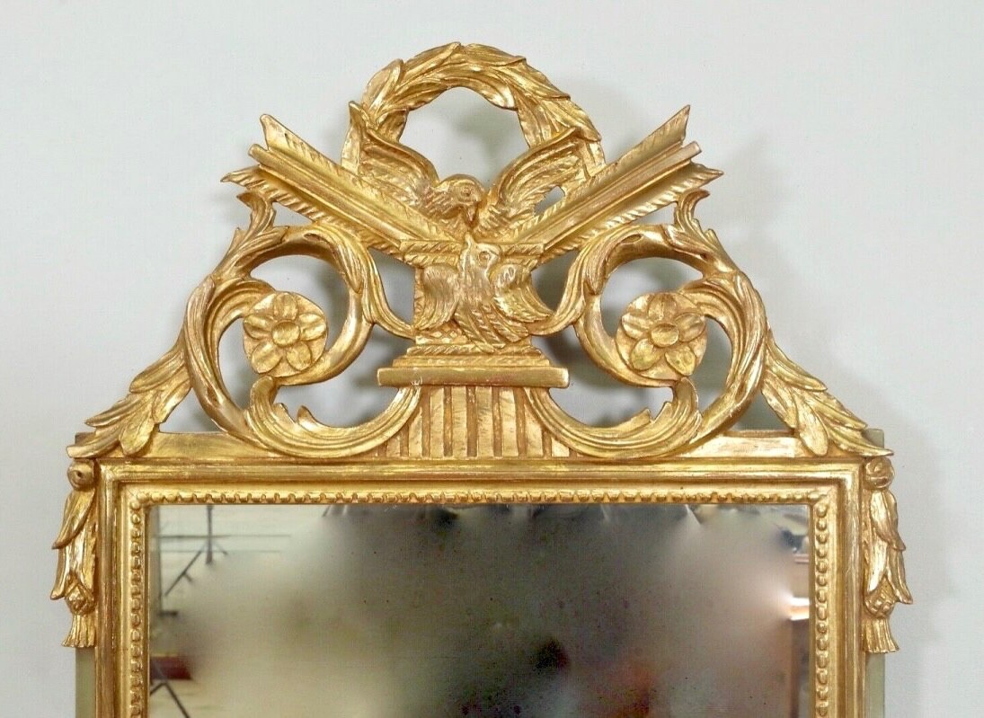 Louis XVI Style Golden Wood Mirror-photo-3