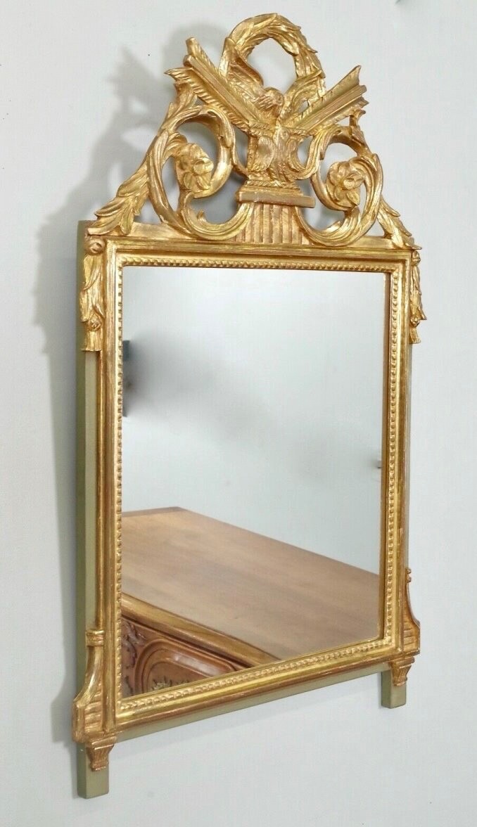 Louis XVI Style Golden Wood Mirror-photo-3