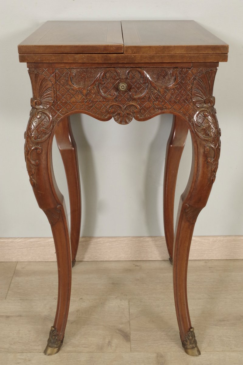 Salon Table Forming Selette Regency Style Walnut 1900-photo-3