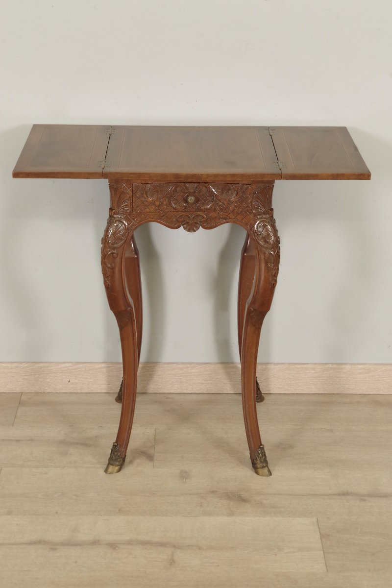 Salon Table Forming Selette Regency Style Walnut 1900-photo-4