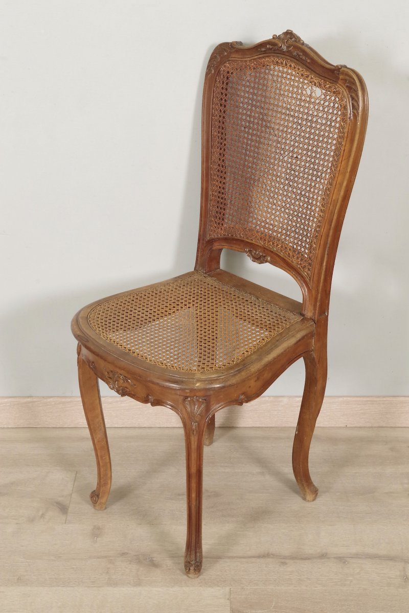 Six Louis XV Style Canned Chairs Walnut-photo-4