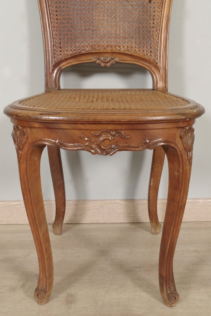 Six Louis XV Style Canned Chairs Walnut-photo-4