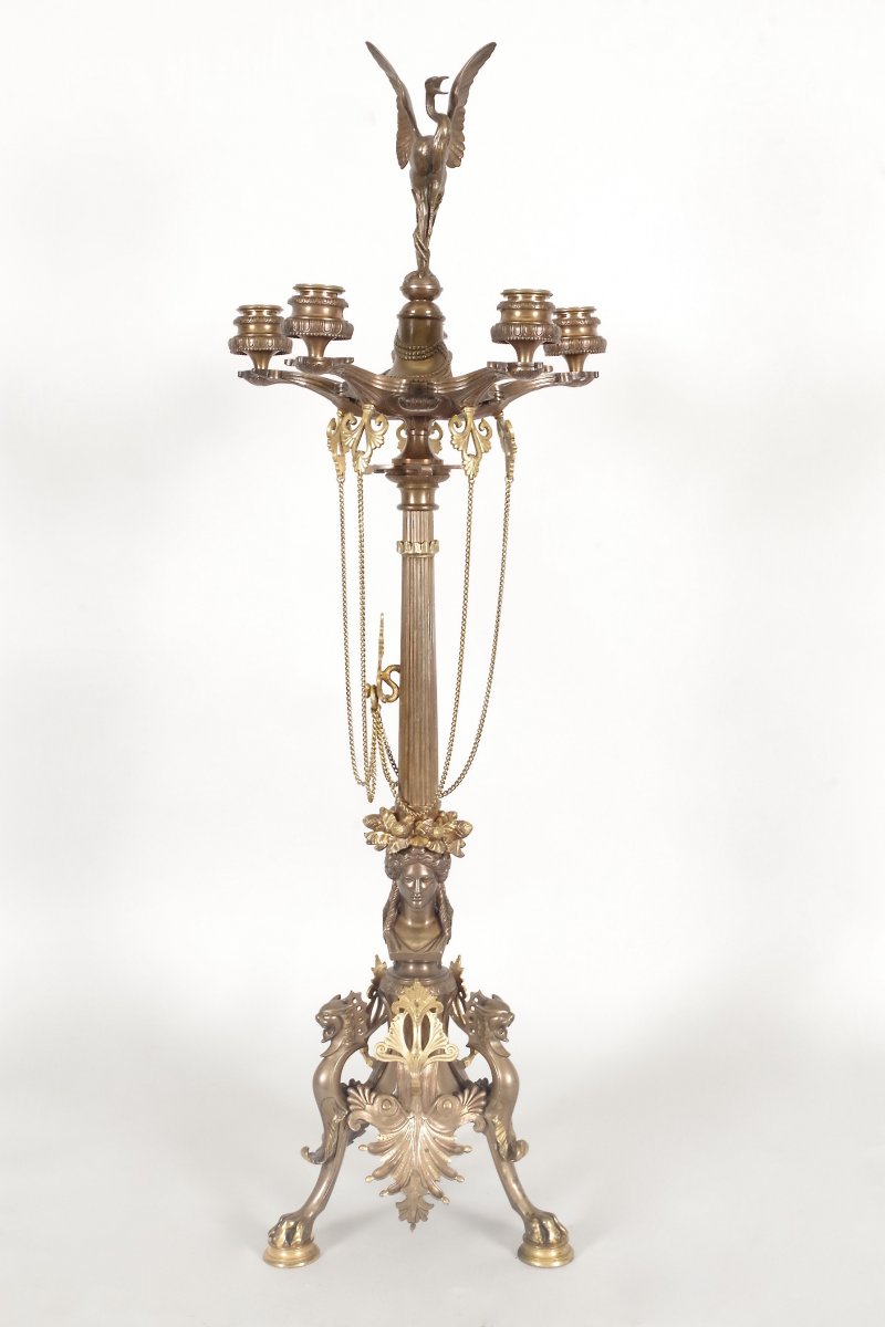 Napoleon III Candelabra Signed Barbedienne-photo-2