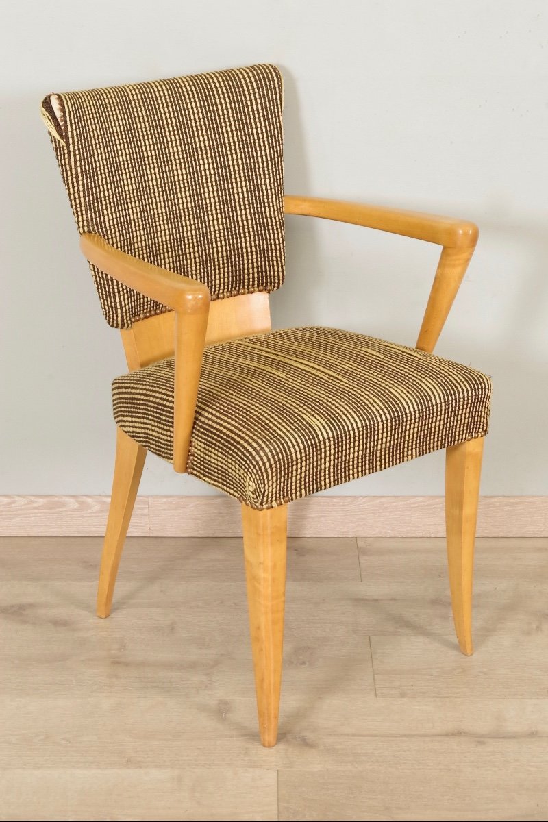 Pair Of 1950 Armchairs In Sycamore-photo-3
