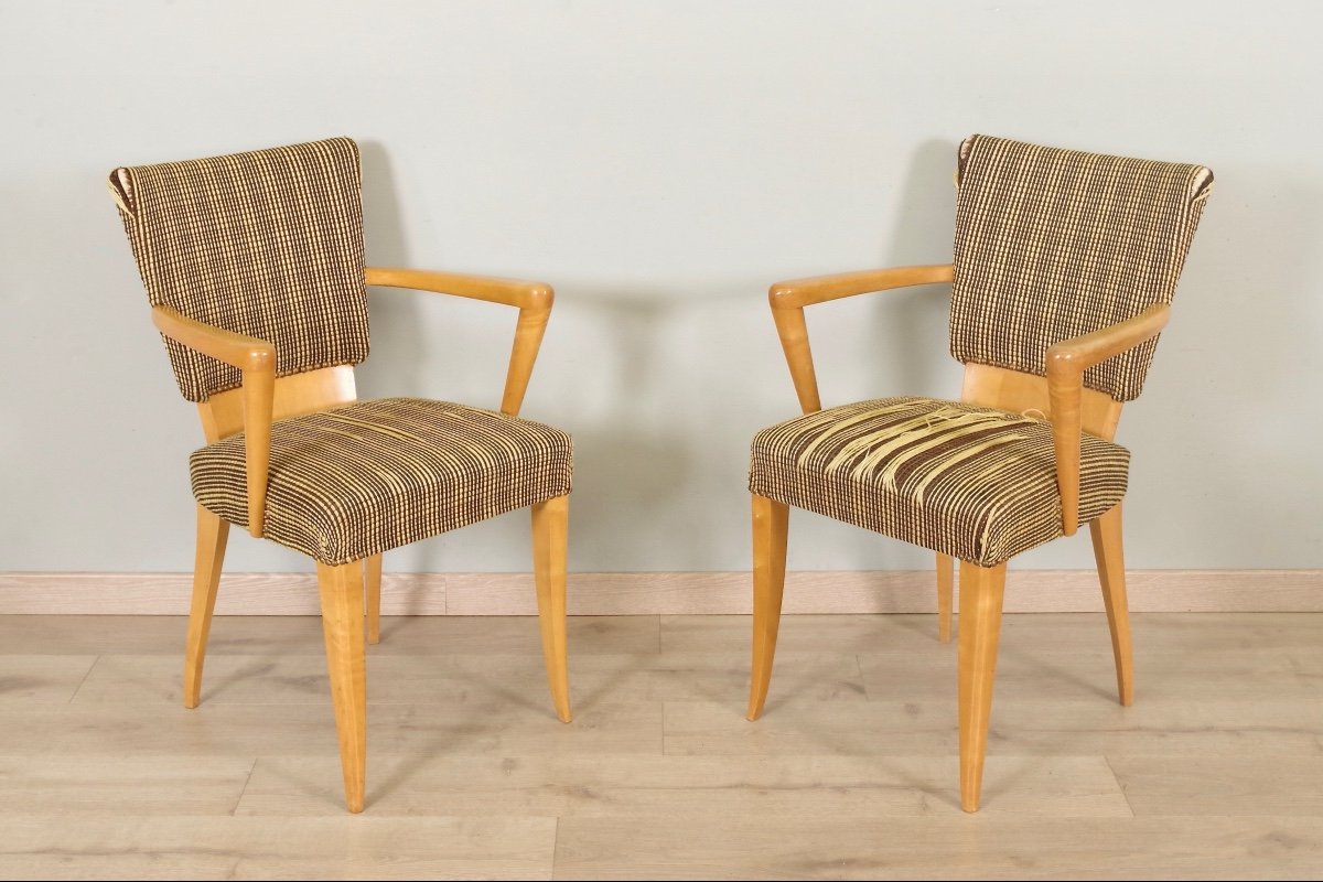 Pair Of 1950 Armchairs In Sycamore