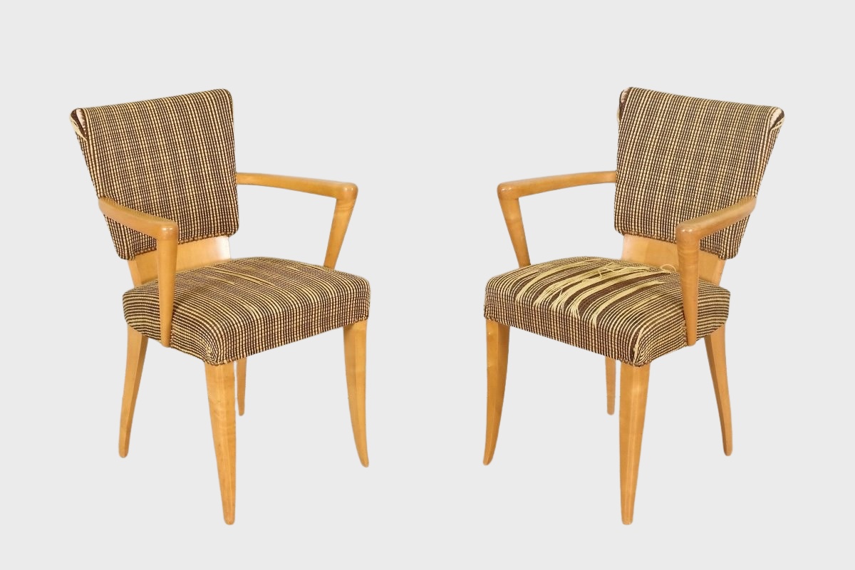Pair Of 1950 Armchairs In Sycamore