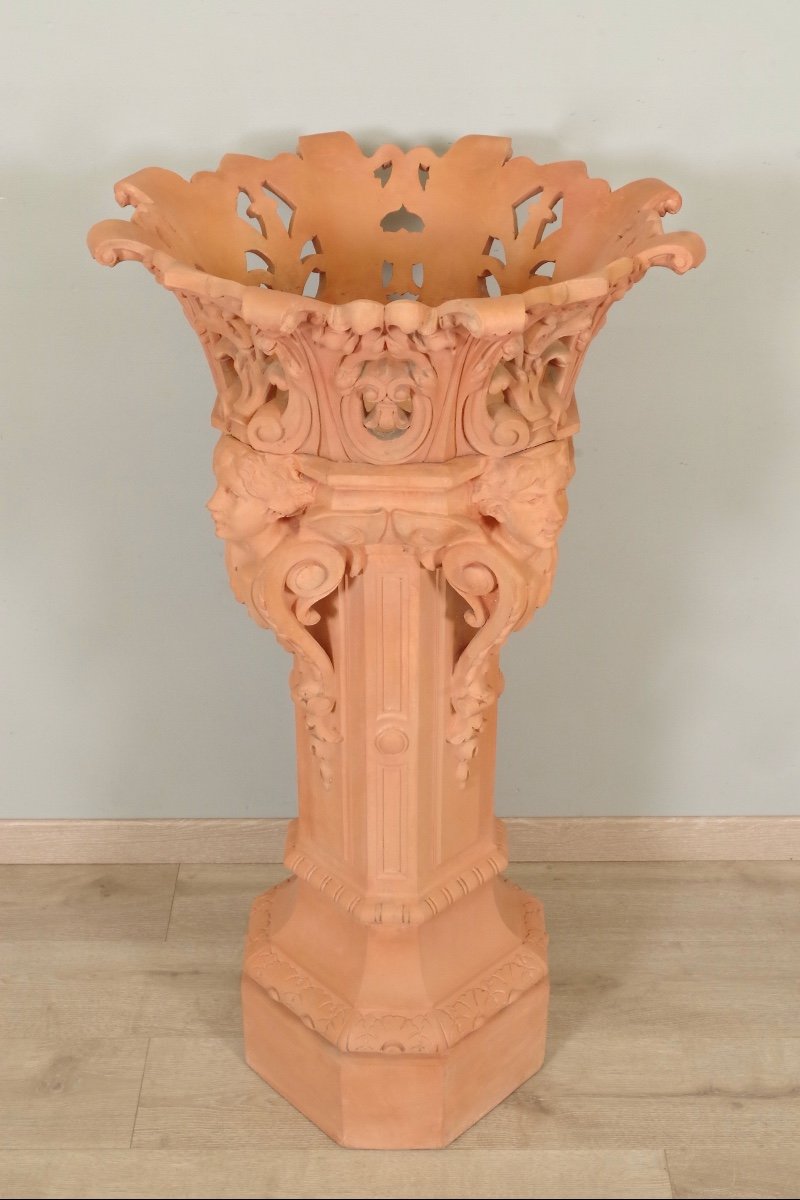 Column And Its Napoleon III Pot In Terracotta-photo-3