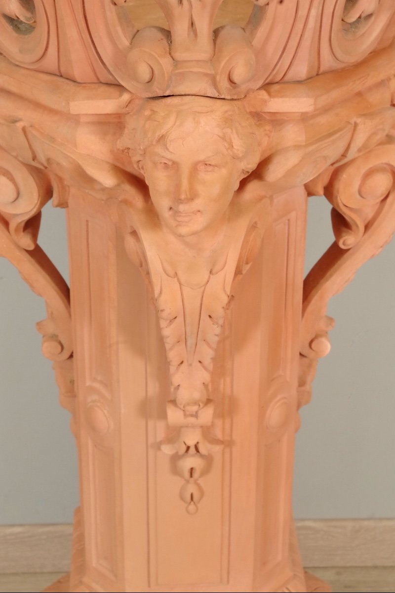 Column And Its Napoleon III Pot In Terracotta-photo-3