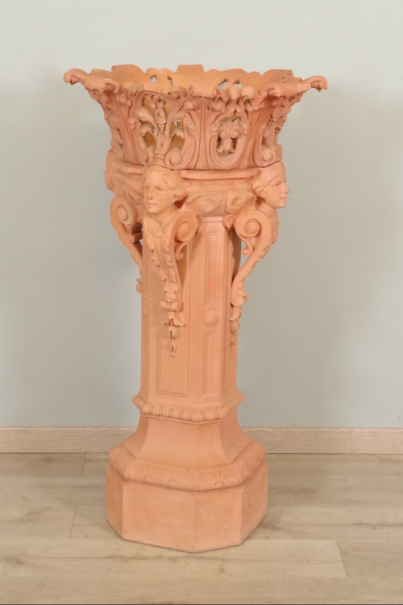 Column And Its Napoleon III Pot In Terracotta