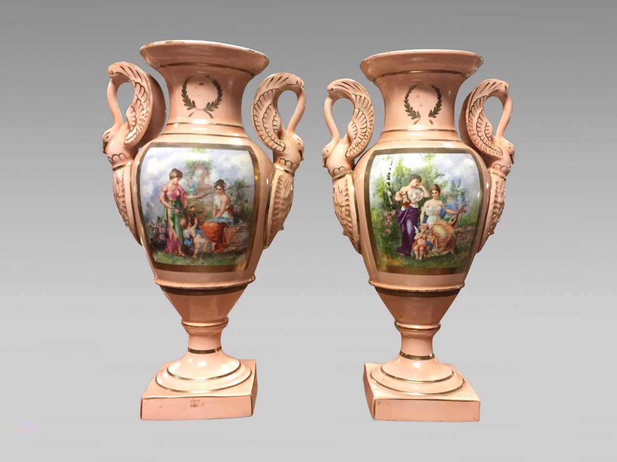 Paire De Vases En Porcelaine Style Empire-photo-2