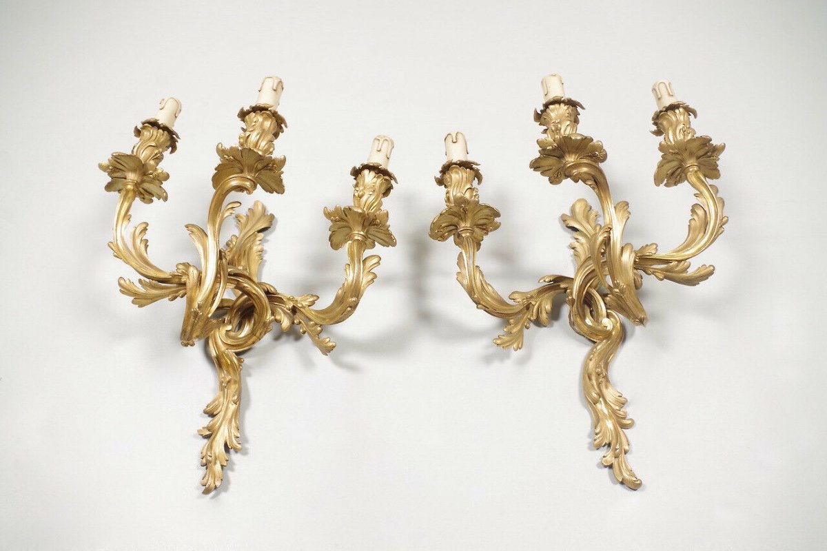 Pair Of Louis XV Style Wall Lights In The Taste Of Caffieri-photo-2