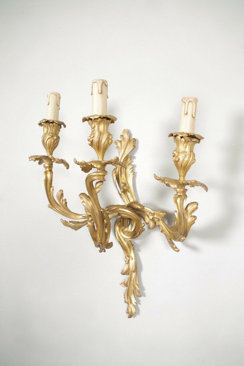 Pair Of Louis XV Style Wall Lights In The Taste Of Caffieri-photo-4
