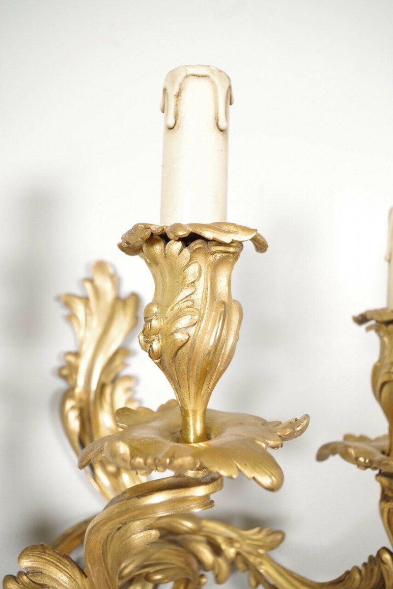 Pair Of Louis XV Style Wall Lights In The Taste Of Caffieri-photo-5
