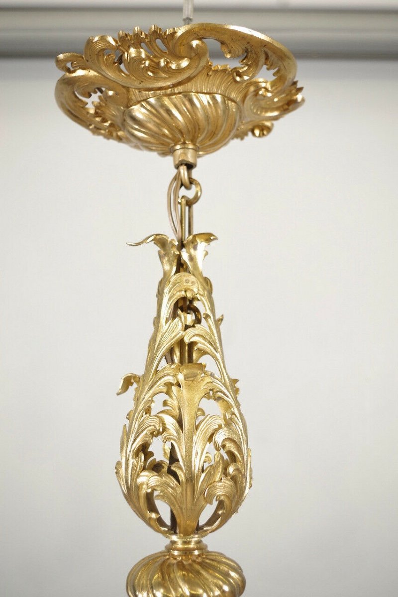 Lustre Style Louis XV Bronze Doré-photo-1
