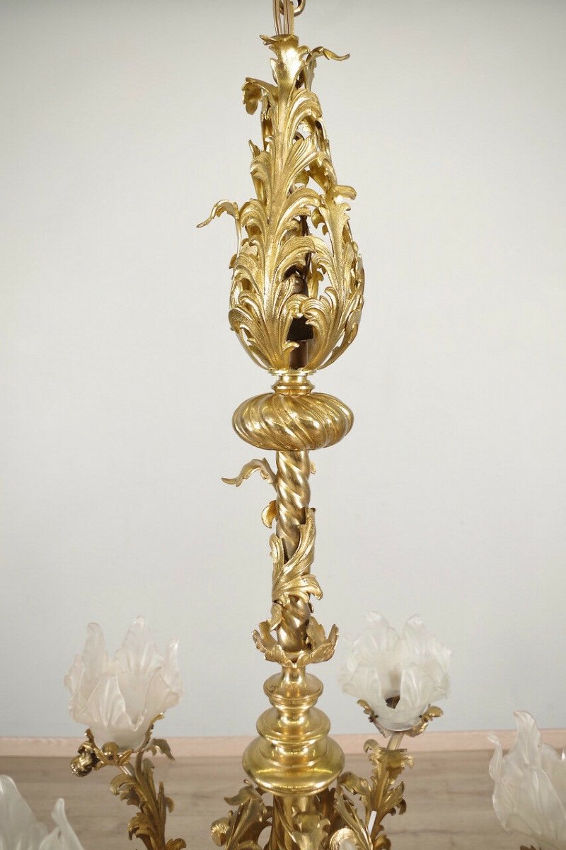 Lustre Style Louis XV Bronze Doré-photo-2