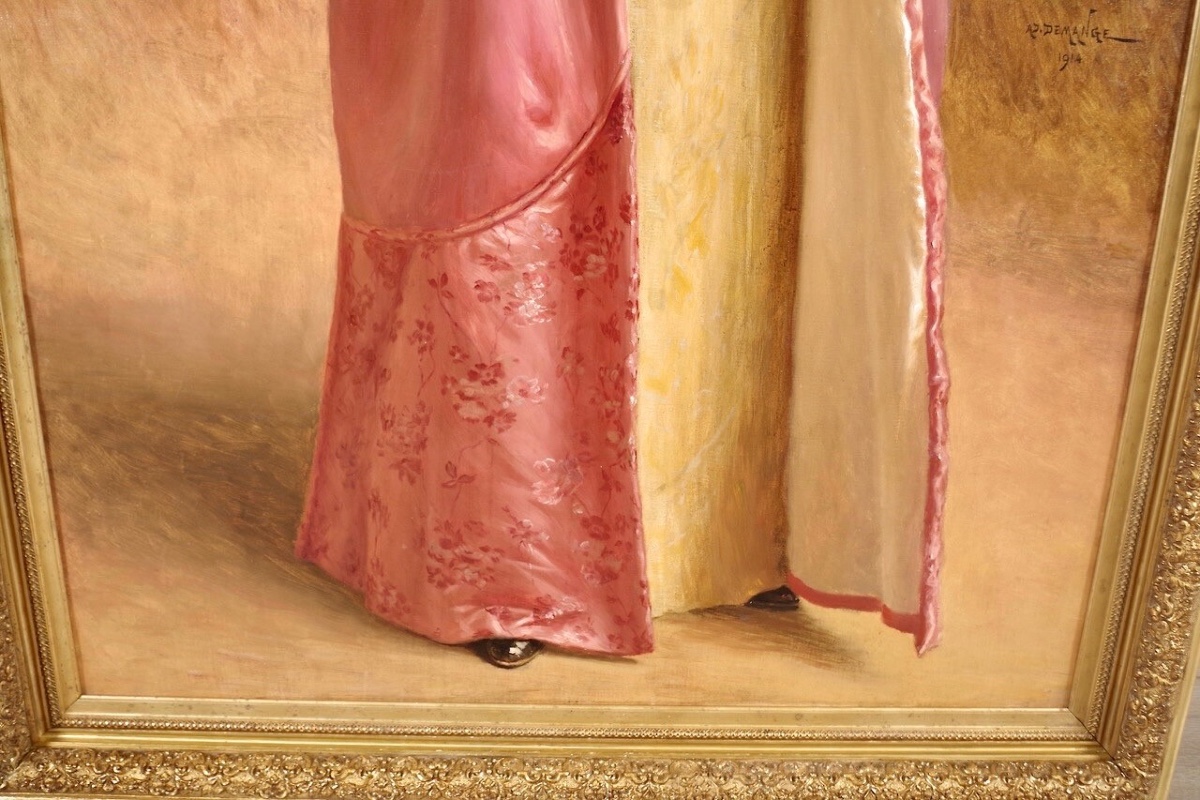 A.Demange - huile sur toile - élégante à l'opéra-photo-4