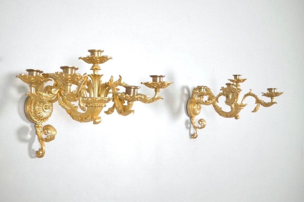 Pair Of Louis-philippe Gilt Bronze Wall Lights