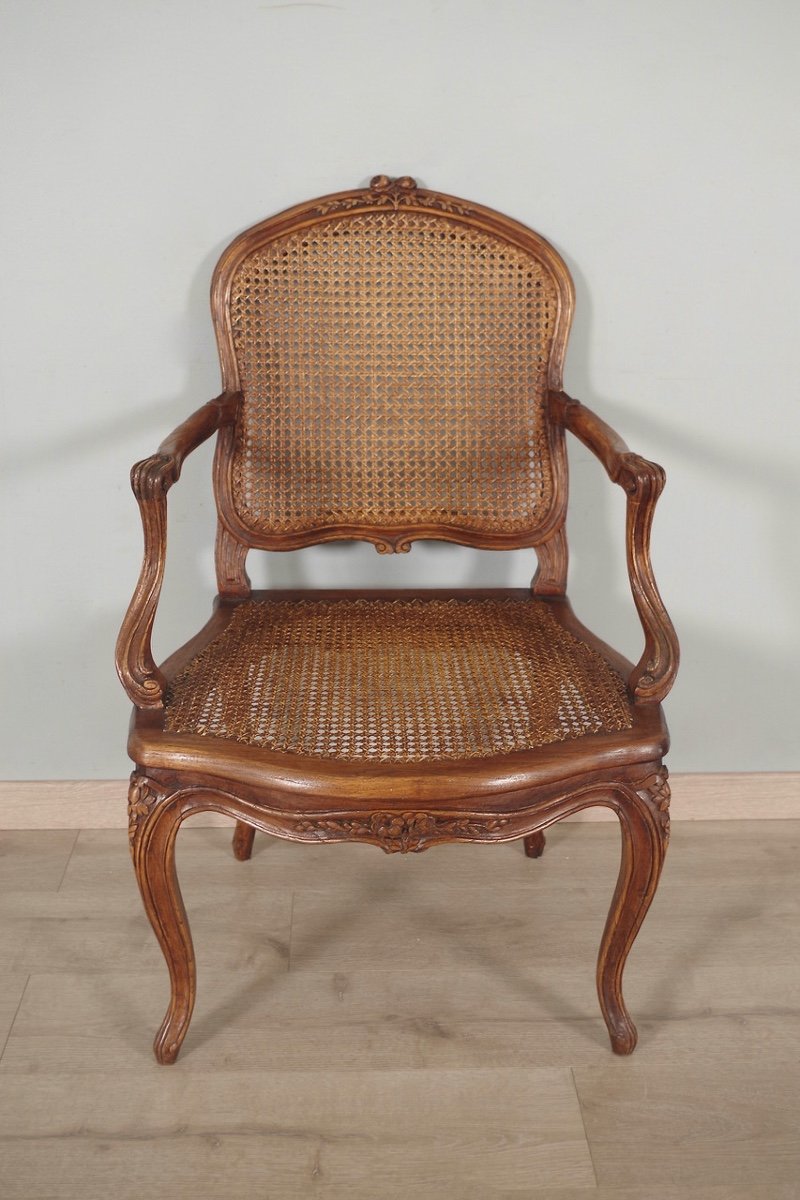 Pair Of Louis XV Style Cane Armchairs Nogaret-photo-3