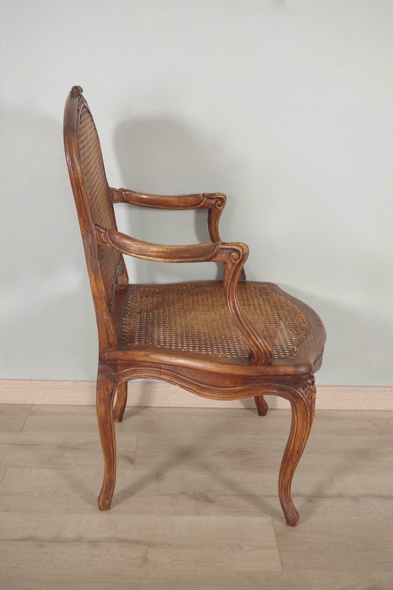 Pair Of Louis XV Style Cane Armchairs Nogaret-photo-2