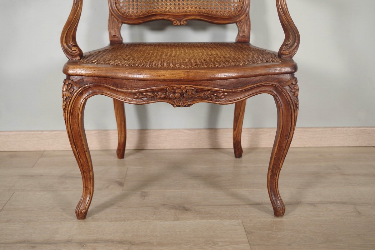 Pair Of Louis XV Style Cane Armchairs Nogaret-photo-6