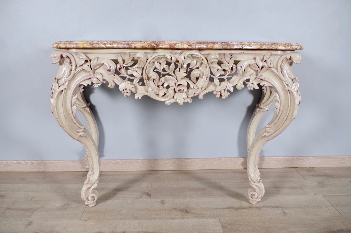 Console peinte style Louis XV-photo-4