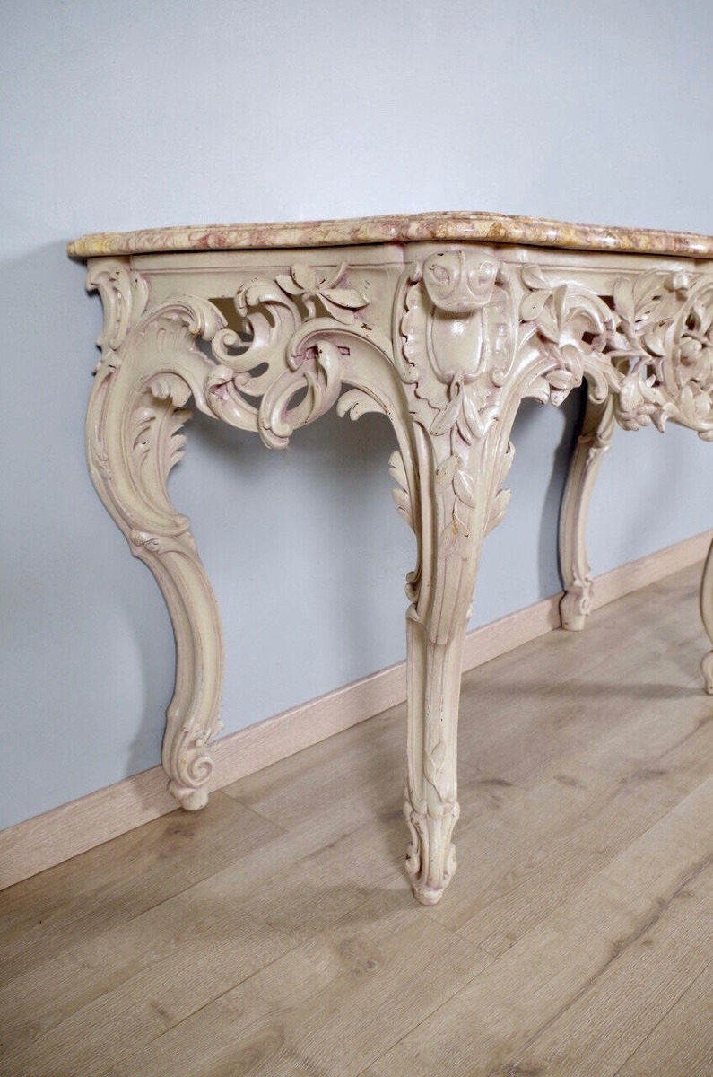 Console peinte style Louis XV-photo-4